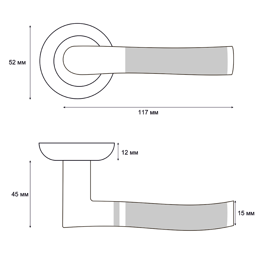 Ручка раздельная Trodos 77E-08 SN/CP никель/хром
