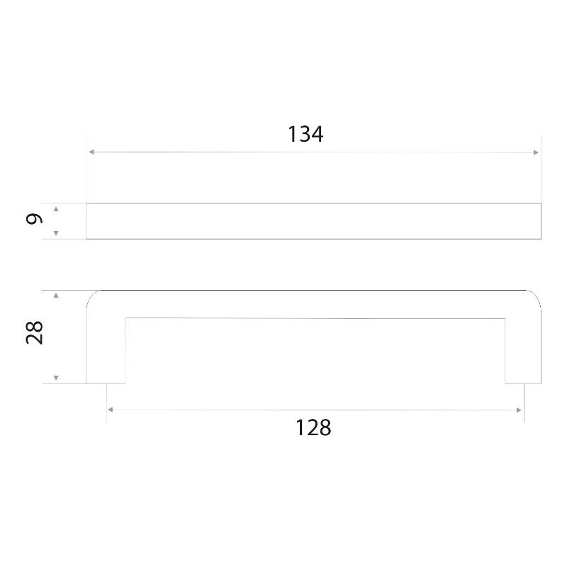 Ручка-скоба мебельная Trodos "DMZ-21203" 128мм сплав ЦАМ 70гр, черный никель