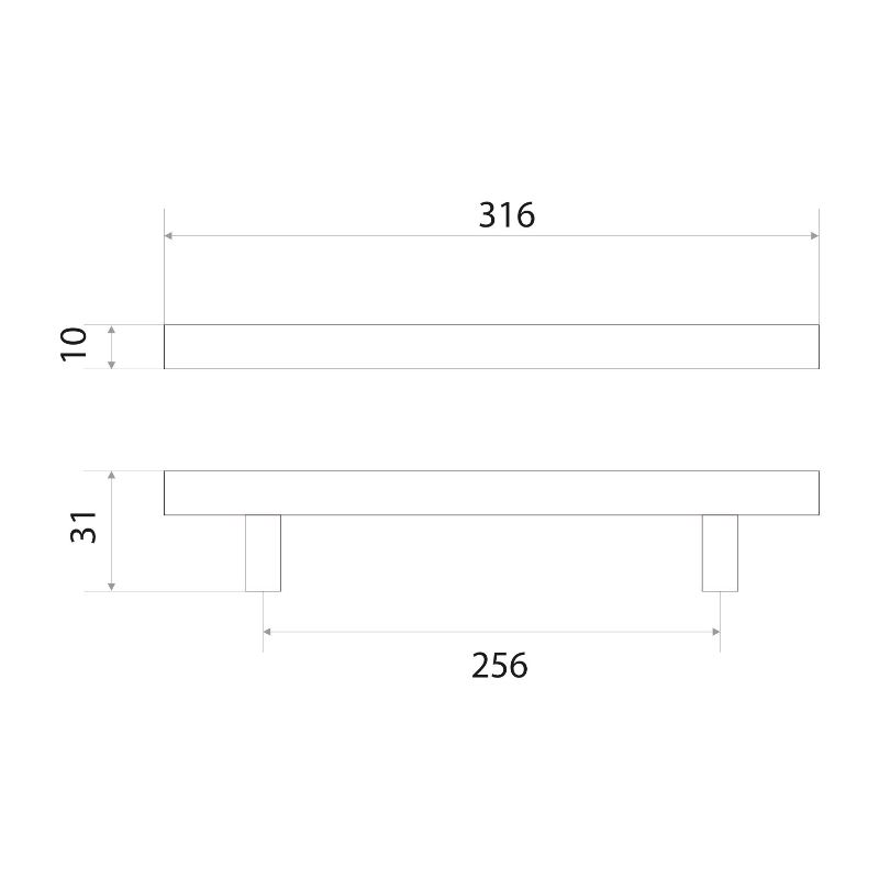 Ручка-рейлинг мебельная Trodos "8925" D10х256-316мм сталь, хром матовый, хедер