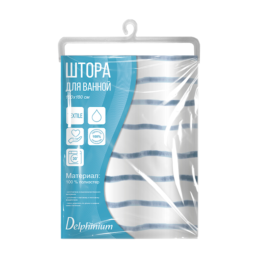 Штора для ванной Delphinium "Рифы" полиэстер 180х180см, 12 колец, мультиколор