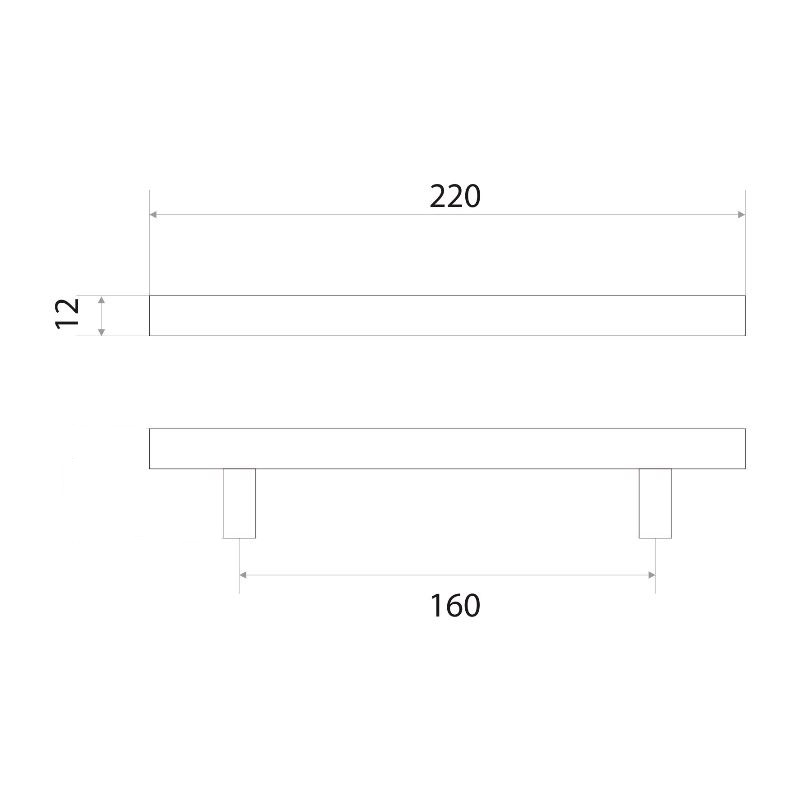 Ручка-рейлинг мебельная Trodos "8926" D12х160-220мм нержавеющая сталь, черный