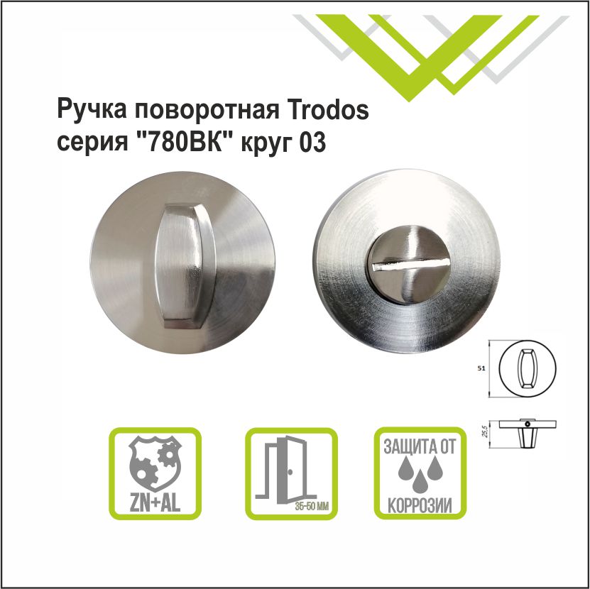 Ручка поворотная Trodos "BK" серия 06 slim, никель