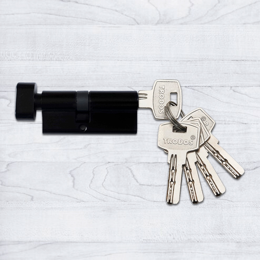 Механизм цилиндровый Trodos ЦМВП 70(30в/40) сплав ЦАМ 5 ключей, черный