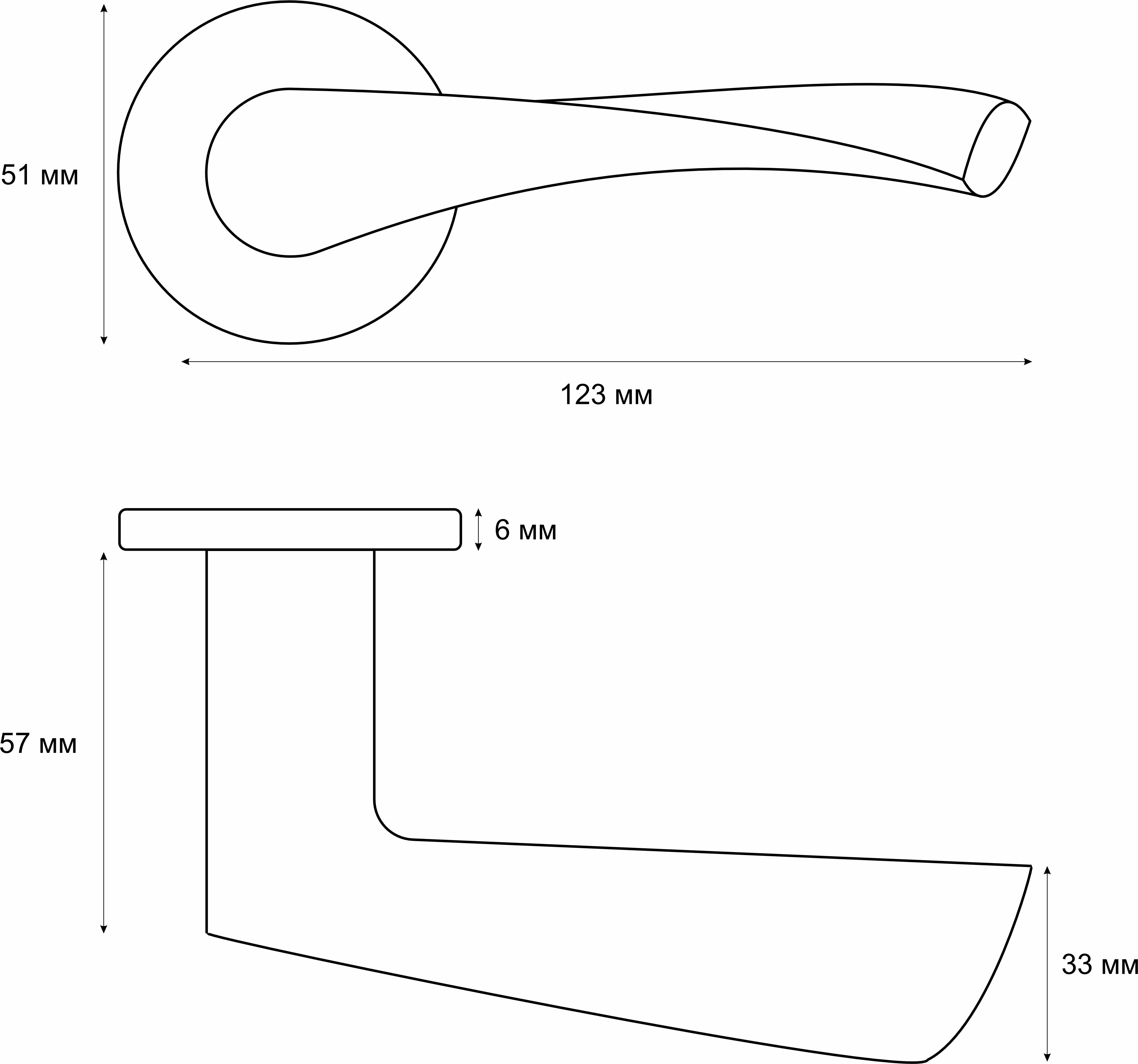 Ручка раздельная Trodos "11" серия 06 slim, бронза