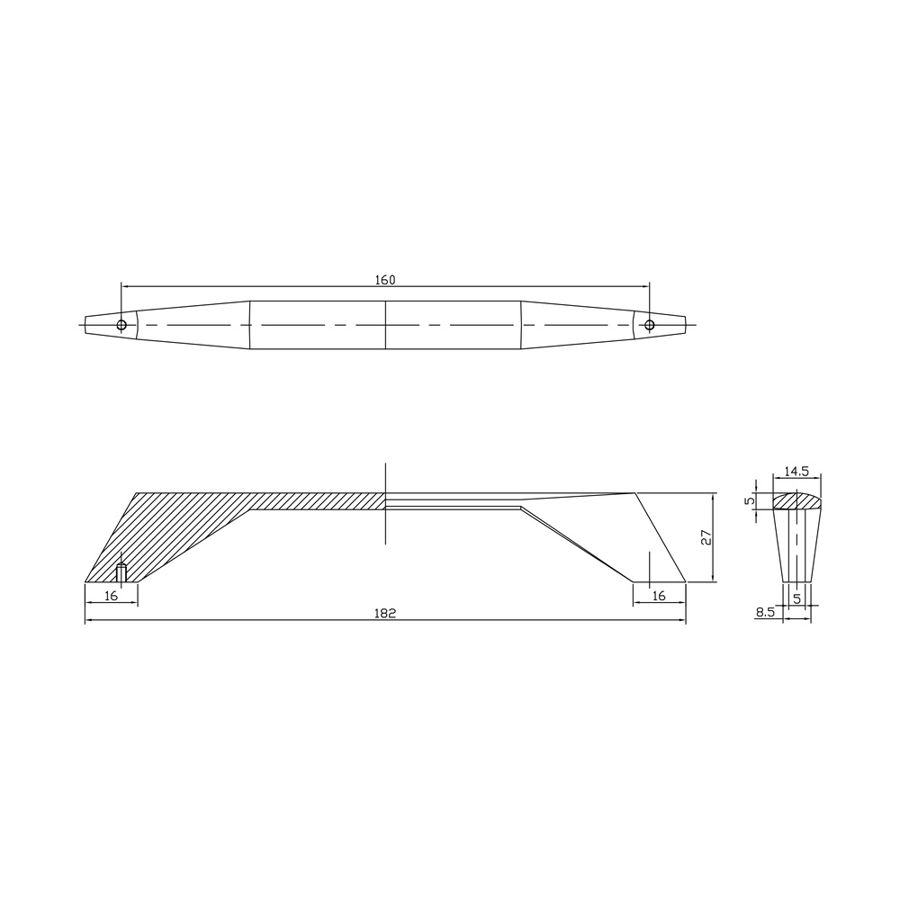 Ручка-скоба мебельная Trodos "9456" 160мм сплав ЦАМ 125гр, черный 