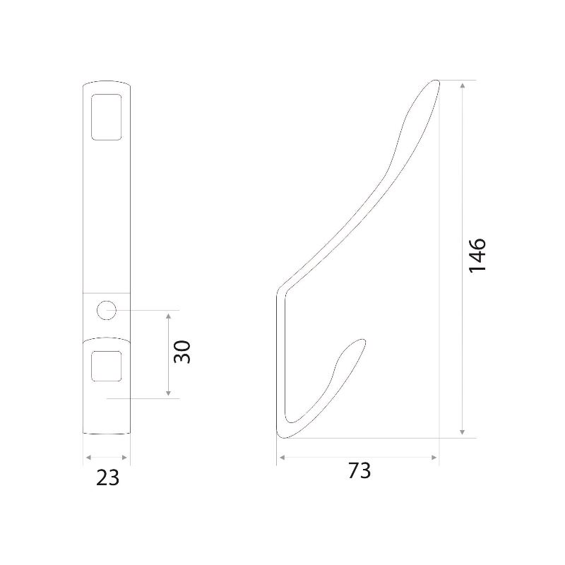 Крючок мебельный Trodos "ZY-206" 2-рожковый, сплав ЦАМ, никель