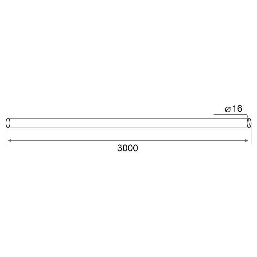 Труба Trodos D16, 3000мм, черный