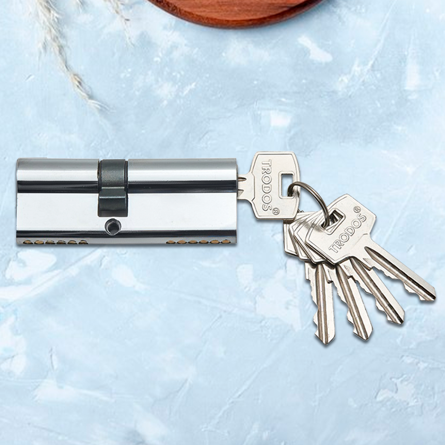 Механизм цилиндровый Trodos ЦМП 90(40/50) сплав ЦАМ 5 ключей, хром