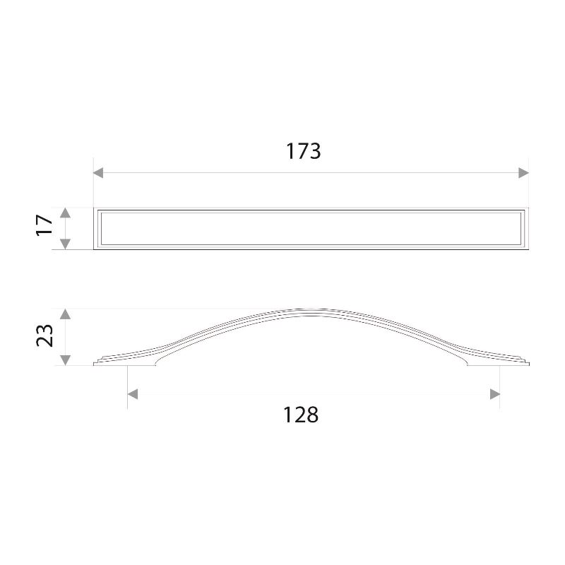 Ручка-скоба мебельная Trodos "ZY-700" 128мм сплав ЦАМ 72гр, хром/никель