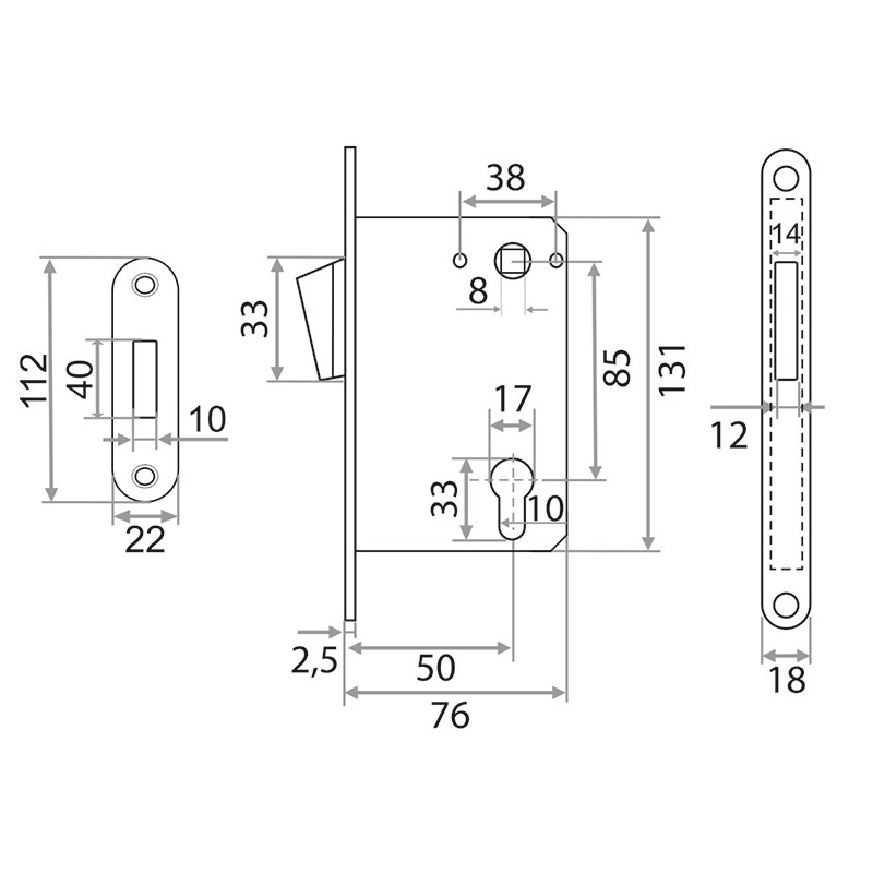 Корпус замка Trodos CX-85ET/M AB магнит, бронза