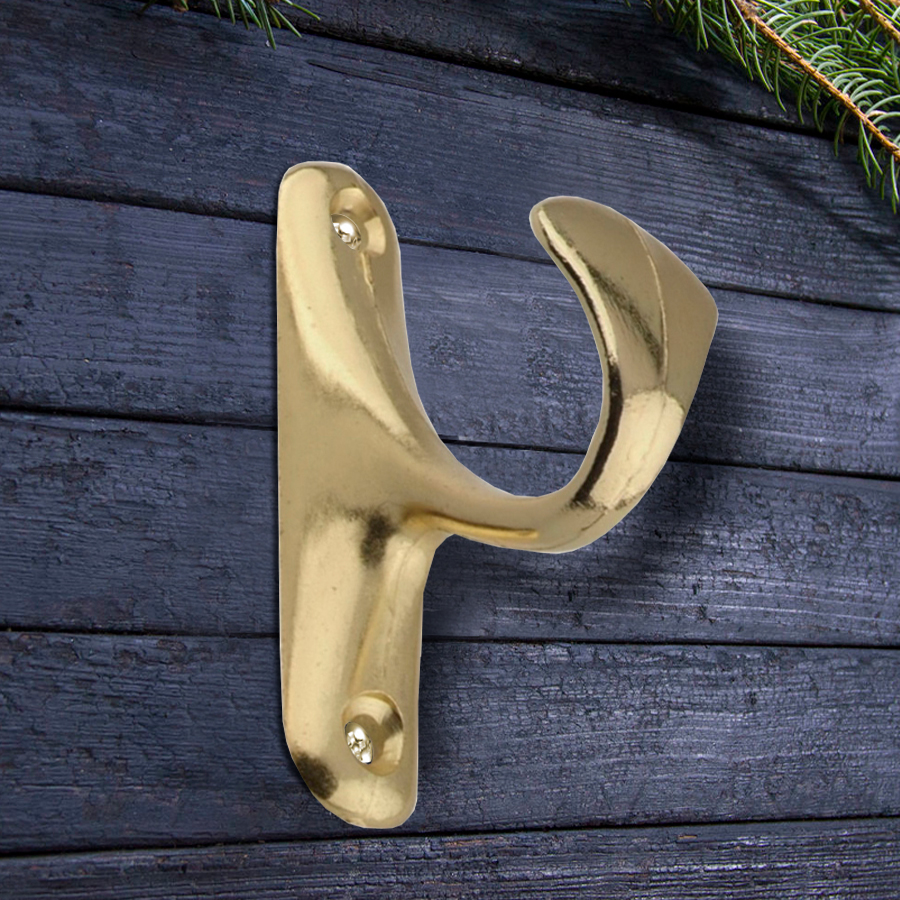 Крючок мебельный Trodos "ZY-214" 1-рожковый, сплав ЦАМ, золото, хедер