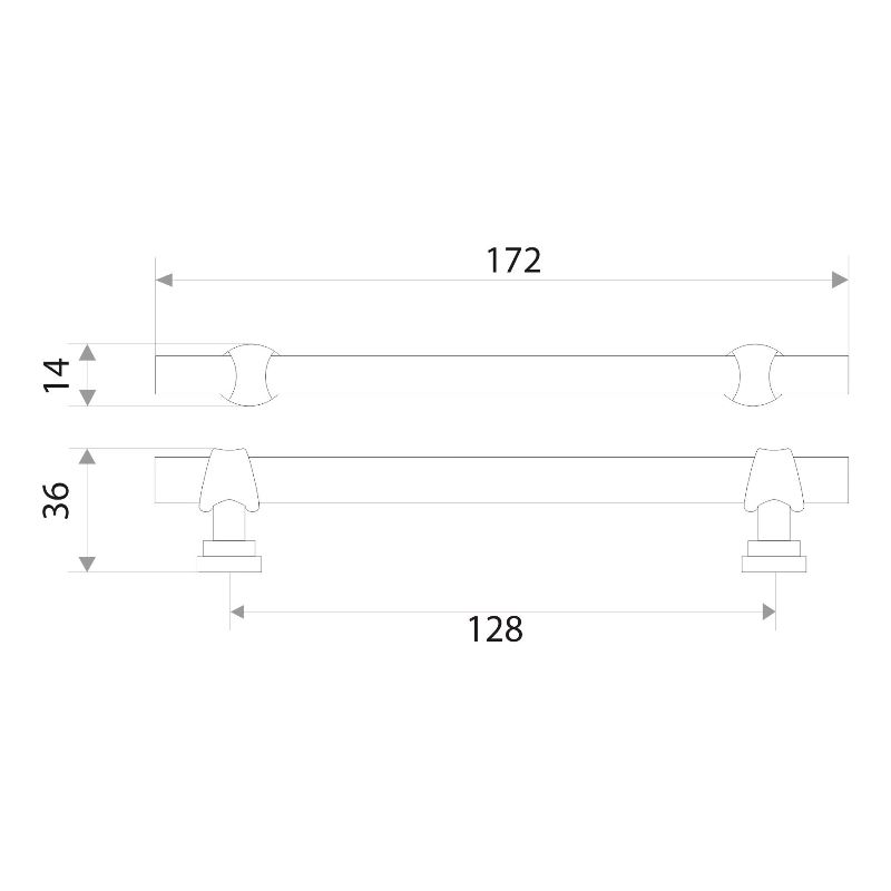 Ручка-скоба мебельная Trodos "DMZ-50039" 128мм сплав ЦАМ 202гр, античное серебро