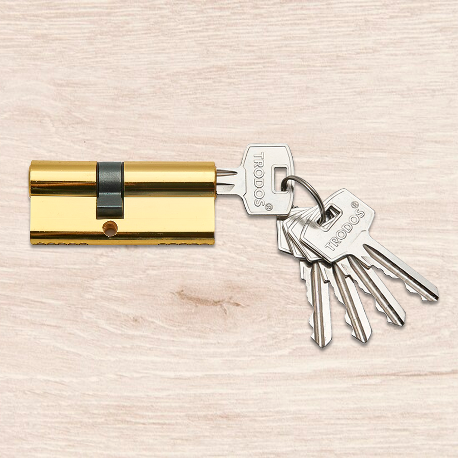 Механизм цилиндровый Trodos ЦМ 70(30/40) сплав ЦАМ 5 ключей, золото