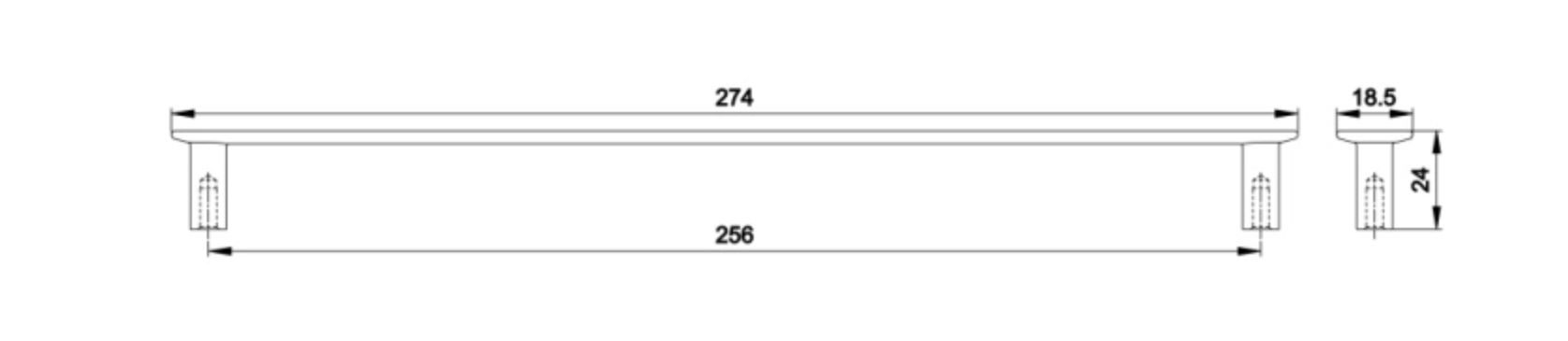 Ручка-скоба мебельная Trodos "DMZ-22650" 256мм сплав ЦАМ 115гр, хром матовый