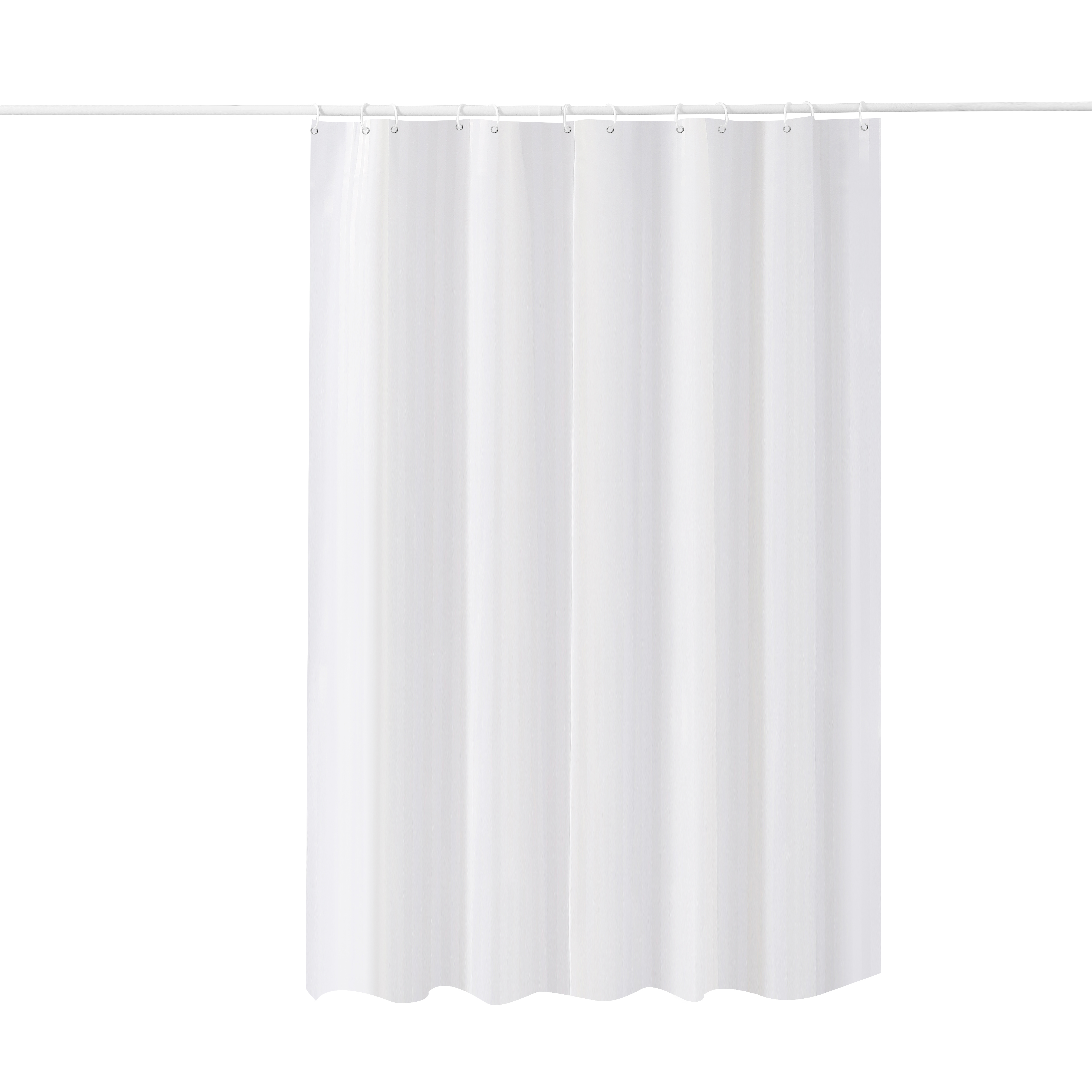 Штора для ванной Zenfort "Жаккард" полиэстер 180х200см, 12 колец, с утяжелителем, белый