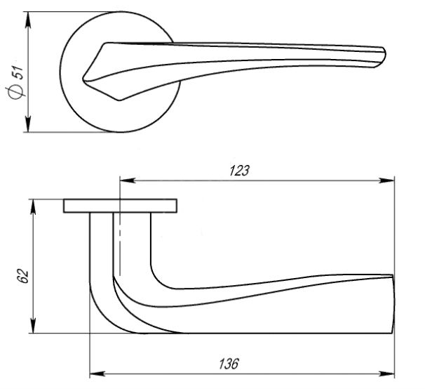 Ручка раздельная Trodos "867" серия 06 slim, белый