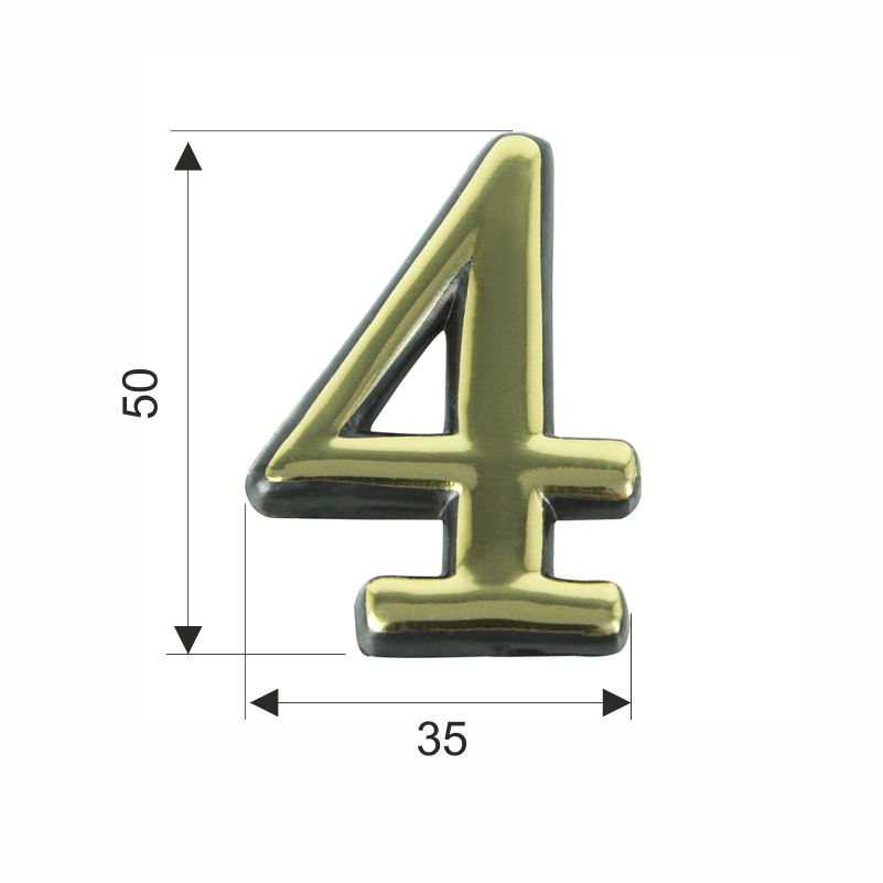 Цифра дверная Trodos "4" золото