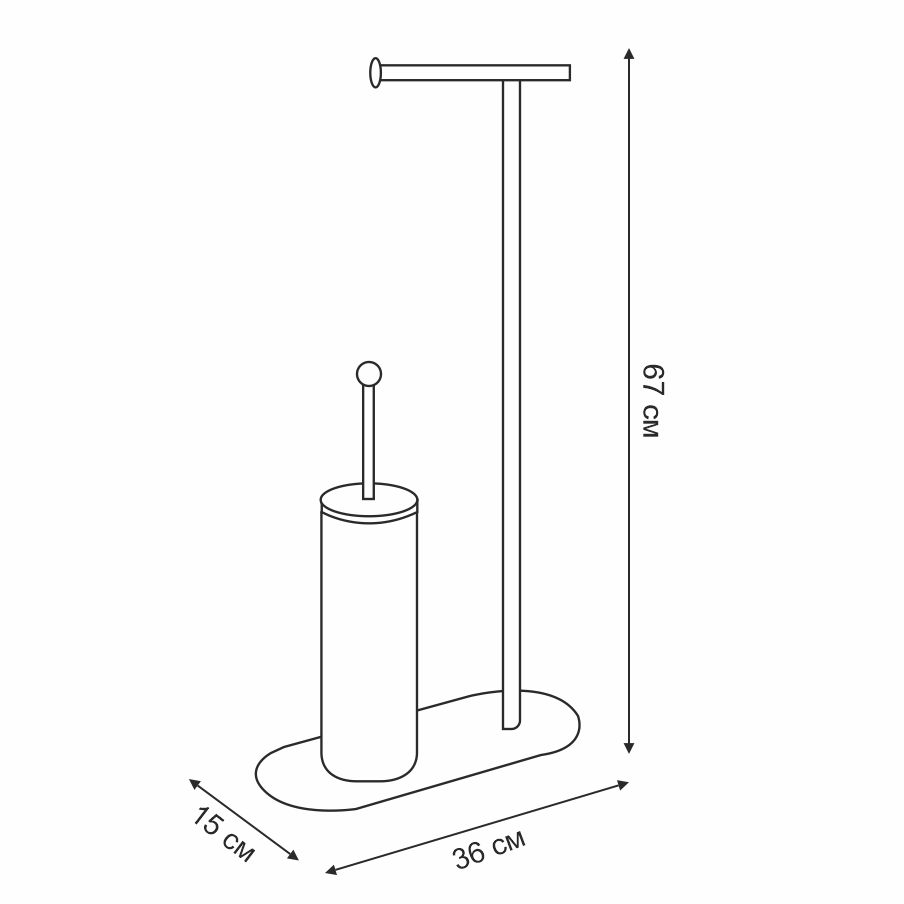 Ерш напольный-стойка с держателем для туалетной бумаги Zenfort "0957", черный матовый