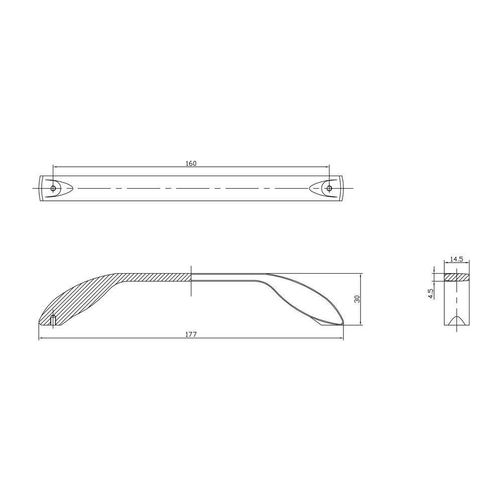 Ручка-скоба мебельная Trodos "9455" 160мм сплав ЦАМ 129гр, сатиновое золото матовый, хедер