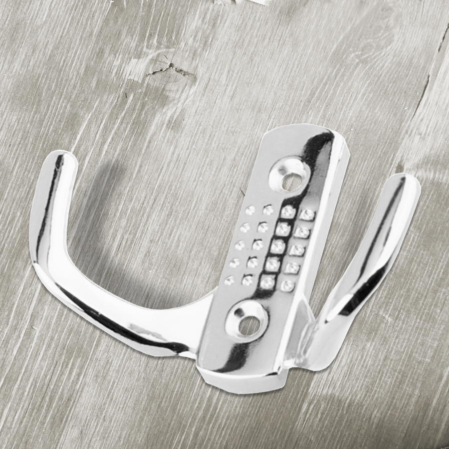 Крючок мебельный Trodos "ZY-201С" 2-рожковый, сплав ЦАМ, хром