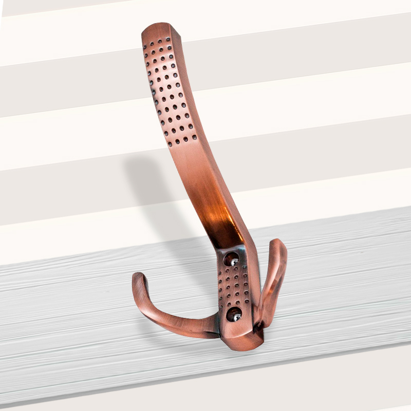 Крючок мебельный Trodos "ZY-201A" 3-рожковый, сплав ЦАМ, медь