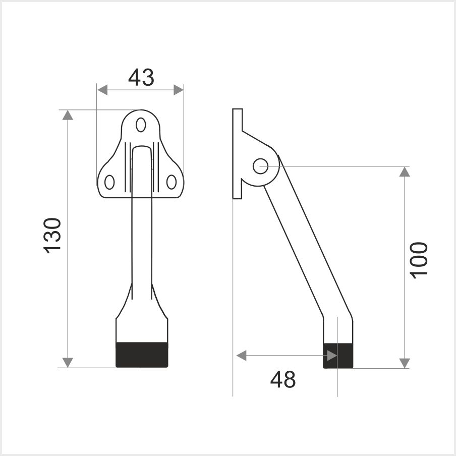 Упор дверной Trodos Козья ножка Н130 черный