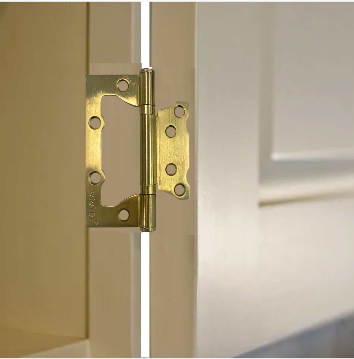 Петля накладная Vrata 100х75х2,0 без врезки, б/к, золото матовый