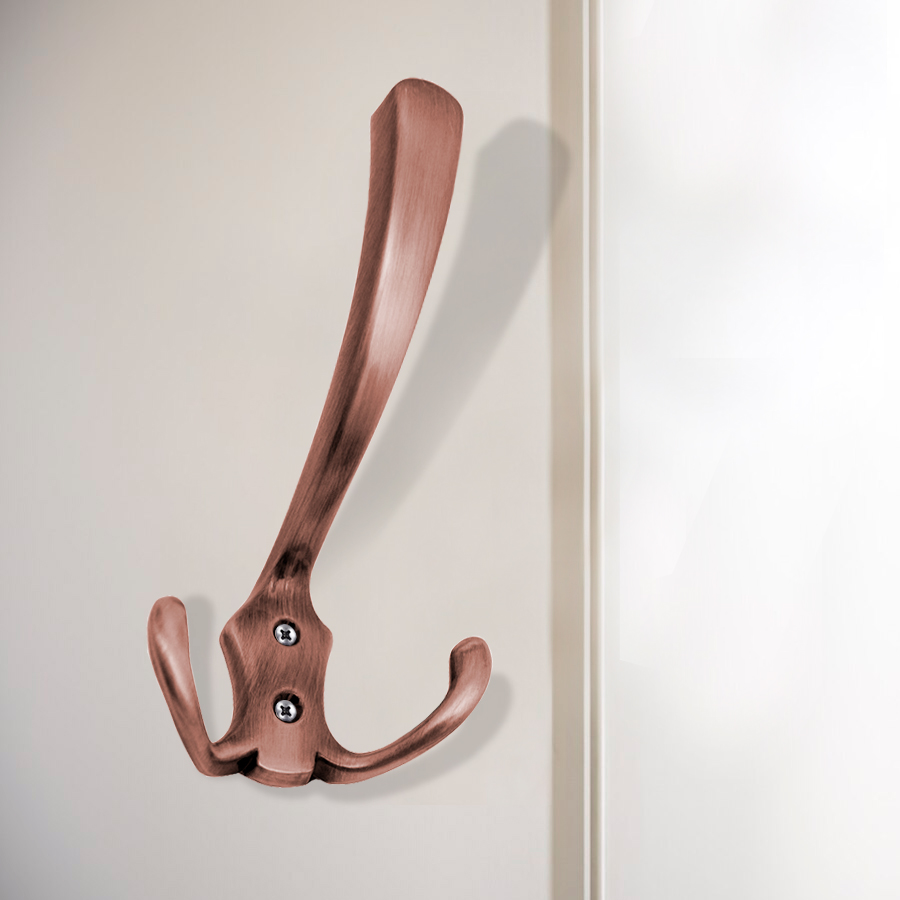 Крючок мебельный Trodos "ZY-204А" 3-рожковый, сплав ЦАМ, медь