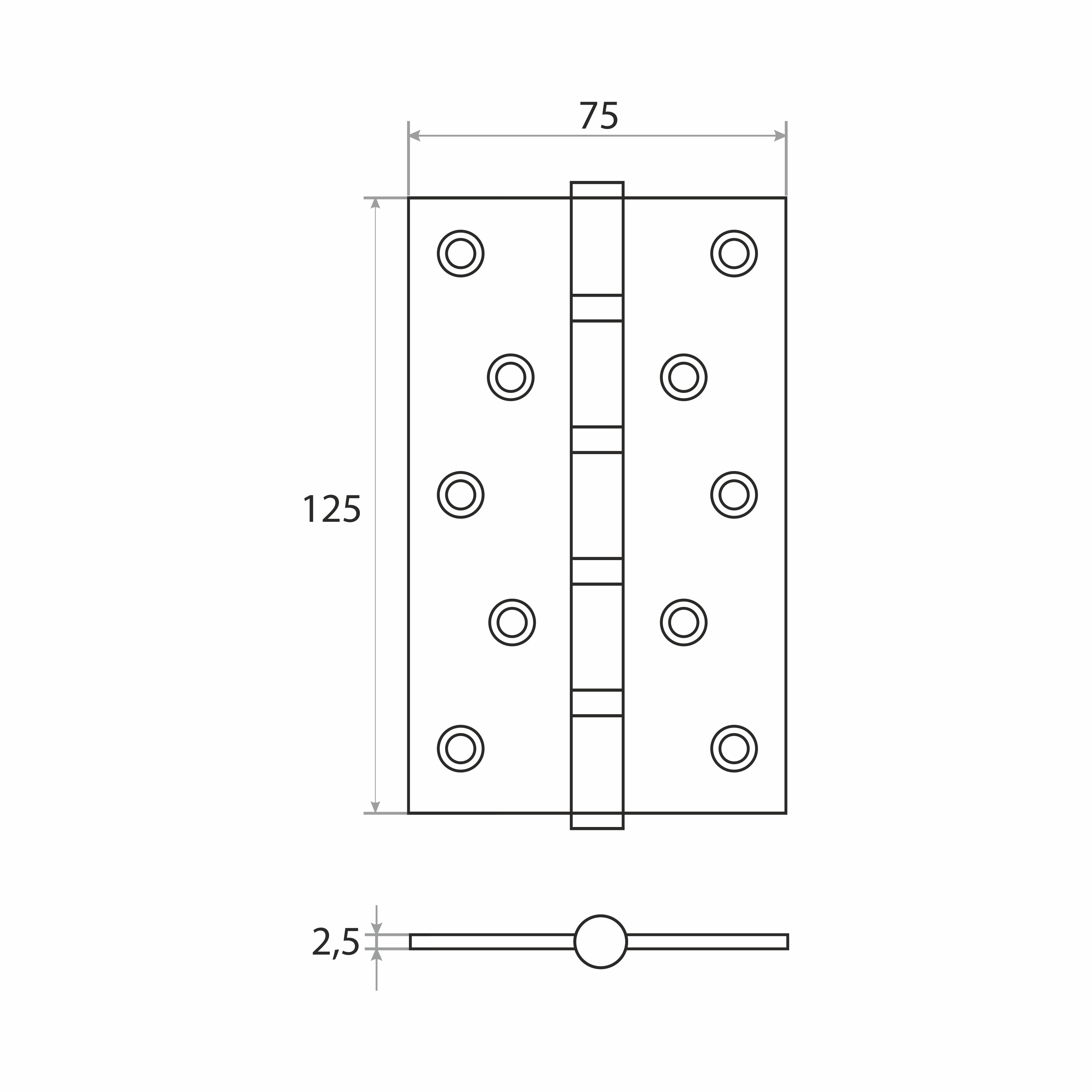 Петля накладная Trodos 125х75х2,5 CP хром 