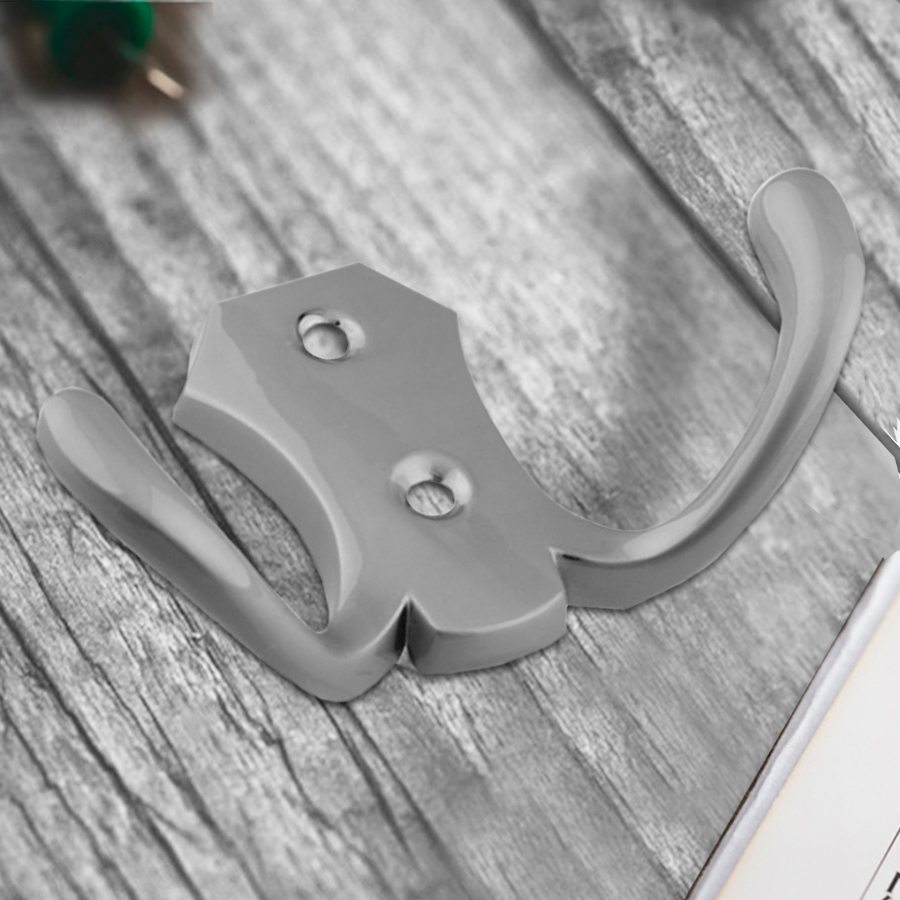 Крючок мебельный Trodos "ZY-204В" 2-рожковый, сплав ЦАМ, хром матовый