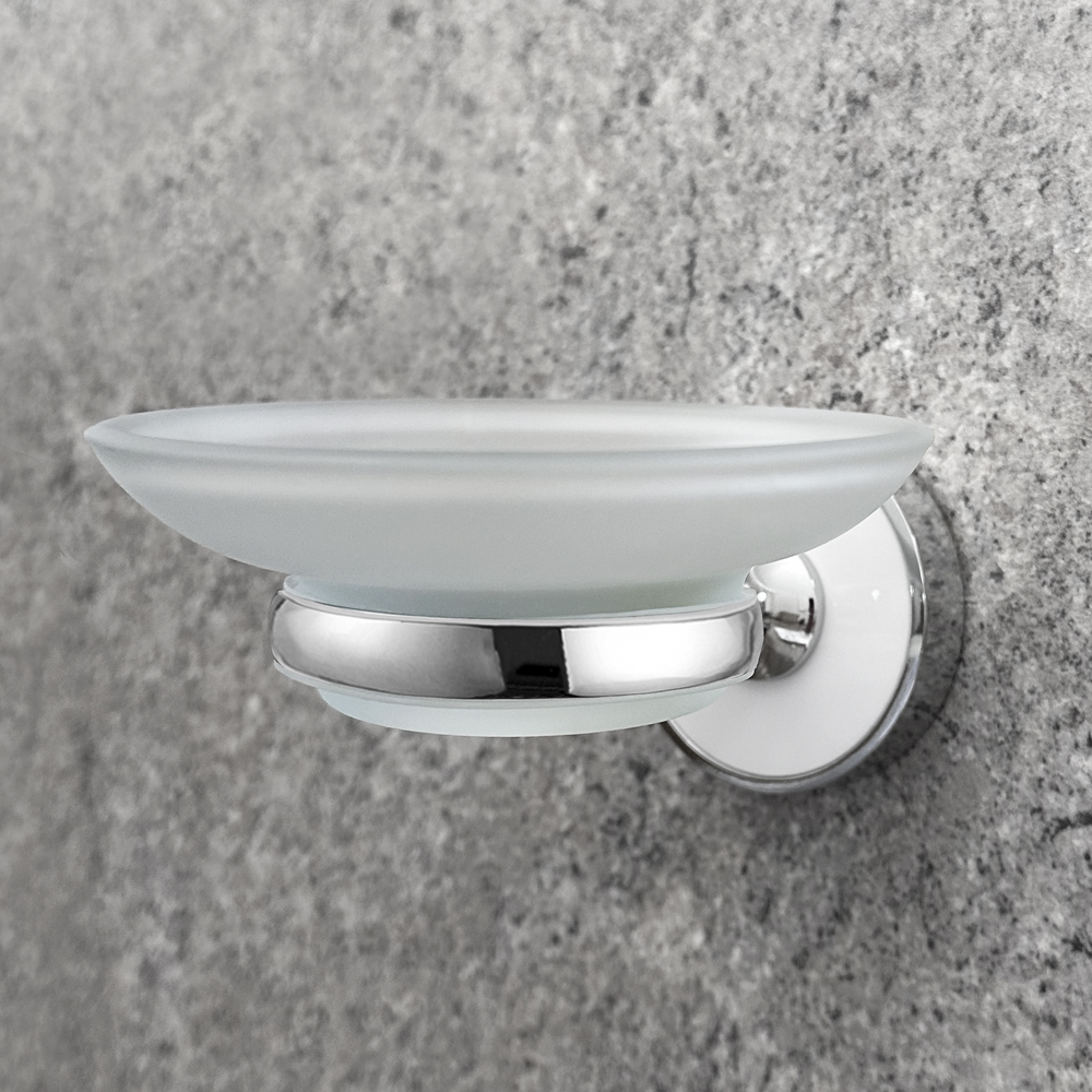 Мыльница стеклянная с держателем Zenfort коллекция "Либретто", белый