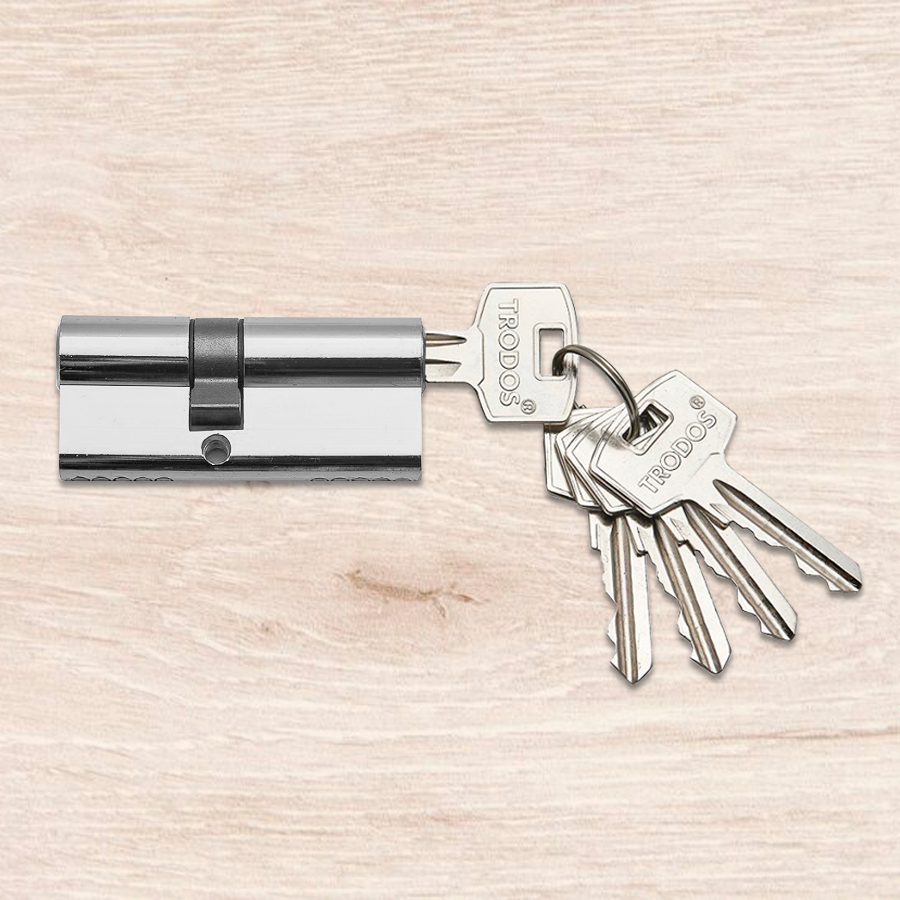 Механизм цилиндровый Trodos ЦМ 70(30/40) сплав ЦАМ 5 ключей, хром