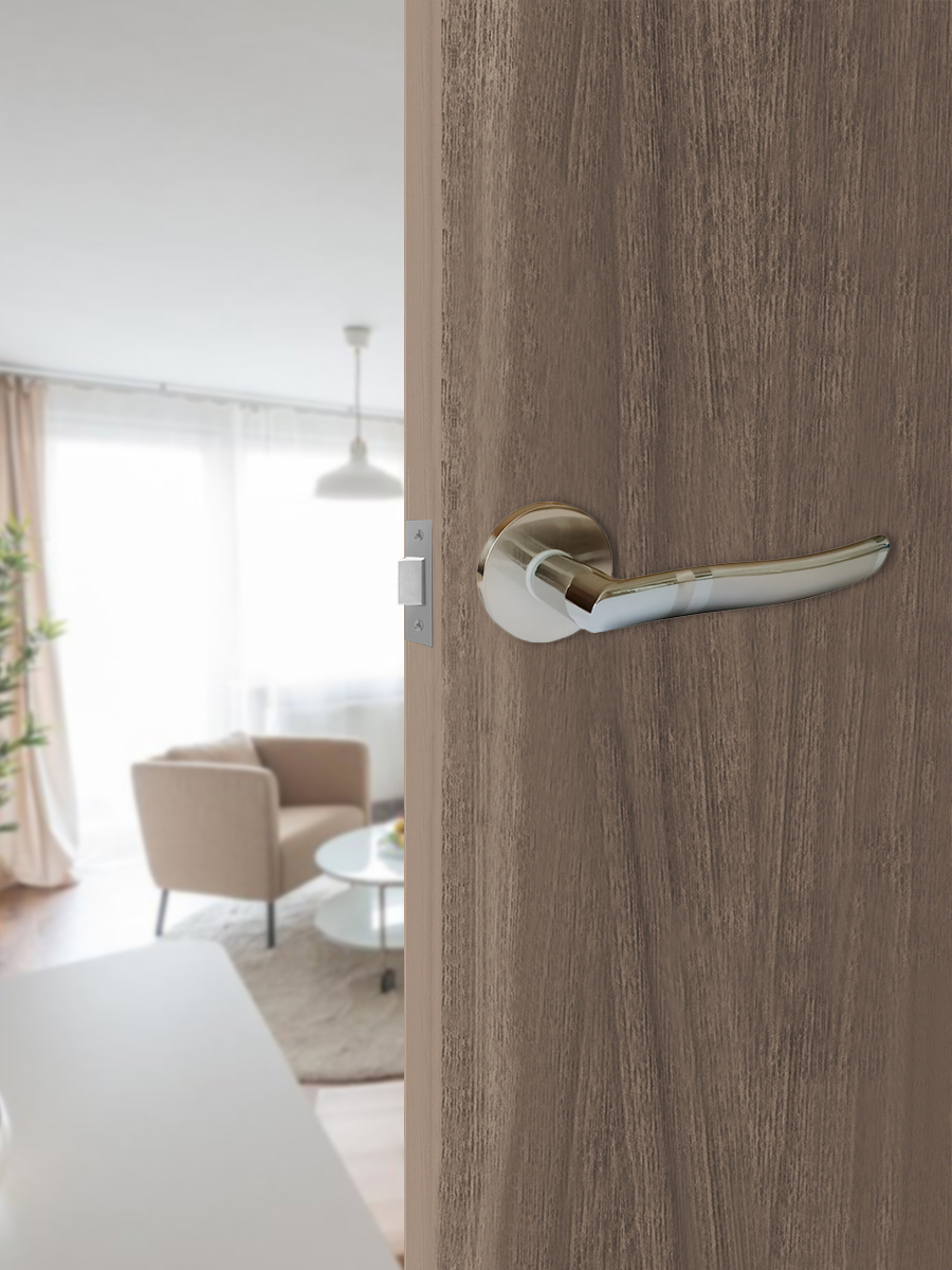 Ручка раздельная Trodos "77" серия 06 slim, никель/хром