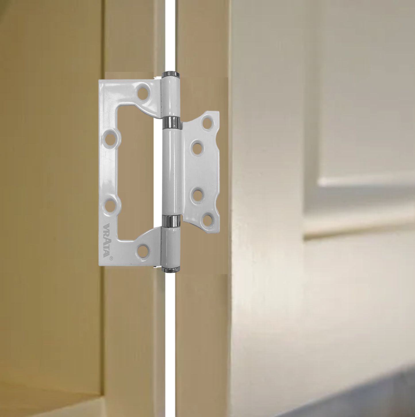 Петля накладная Vrata 100х75х2,0 без врезки, б/к, белый 