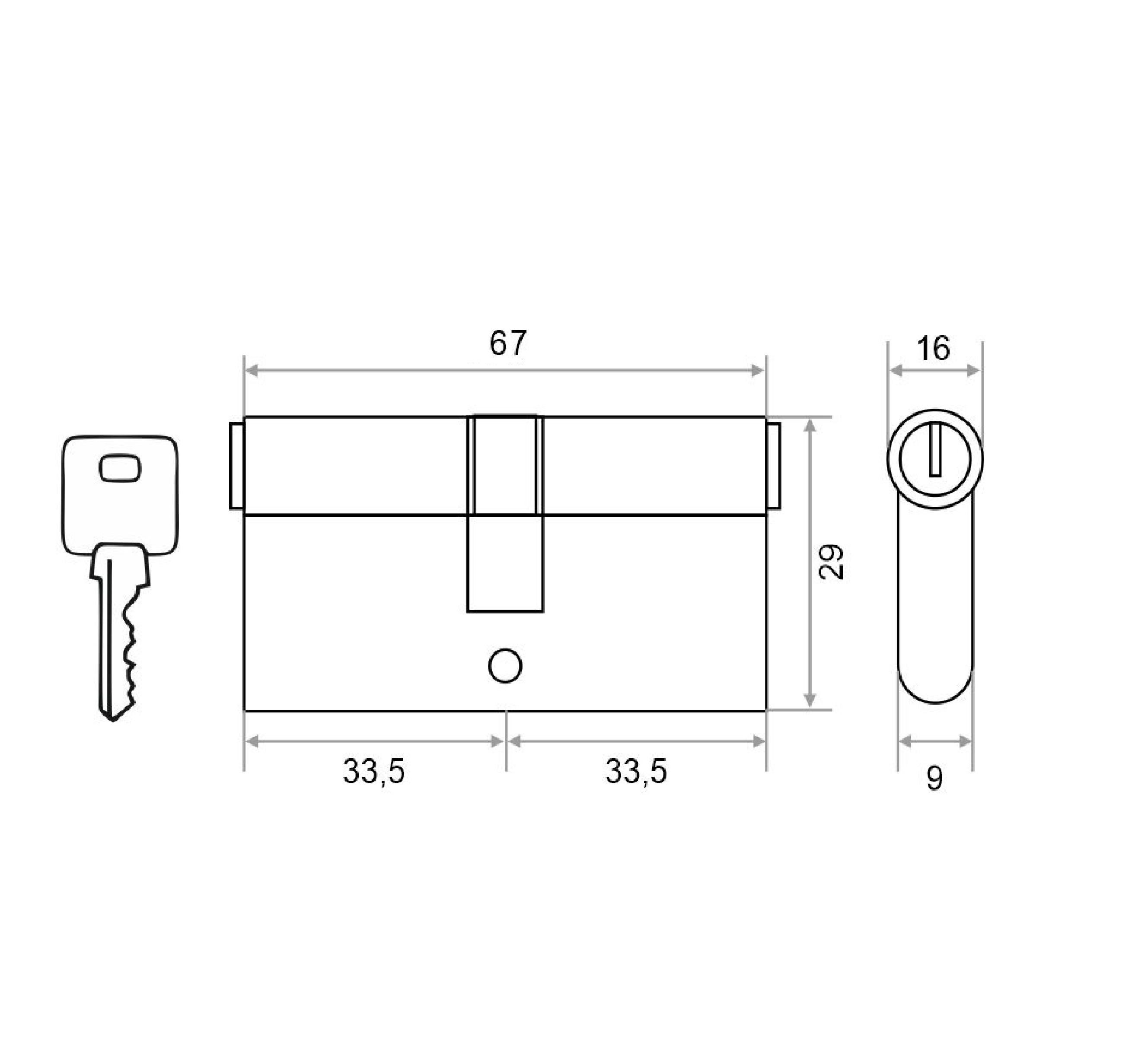 Механизм цилиндровый Vrata LL-ЦМ70 алюминий 3 ключа, хром