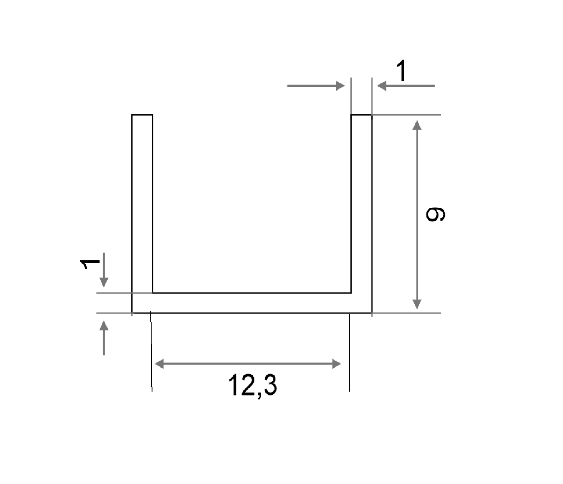 Нижняя направляющая п-образная, 10мм, 1м
