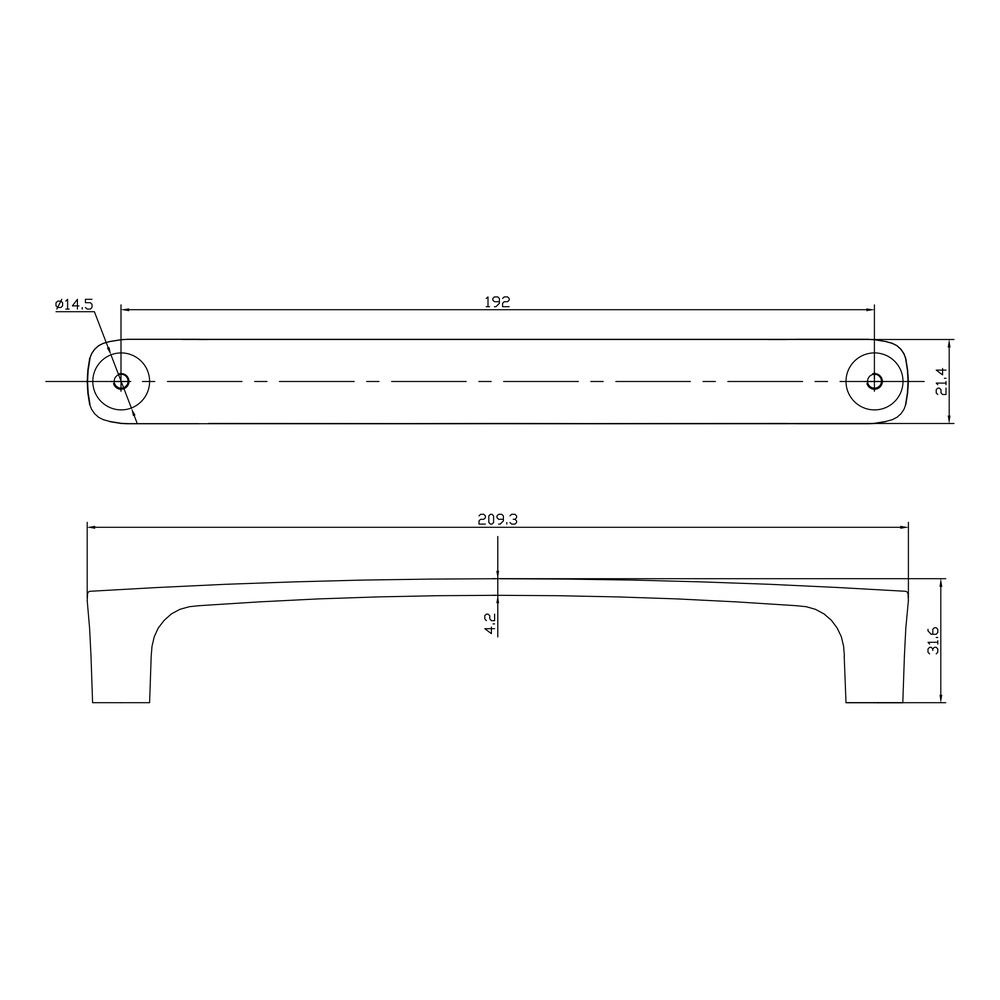 Ручка-скоба мебельная Trodos "2063" 192мм сплав ЦАМ 195гр, белый матовый