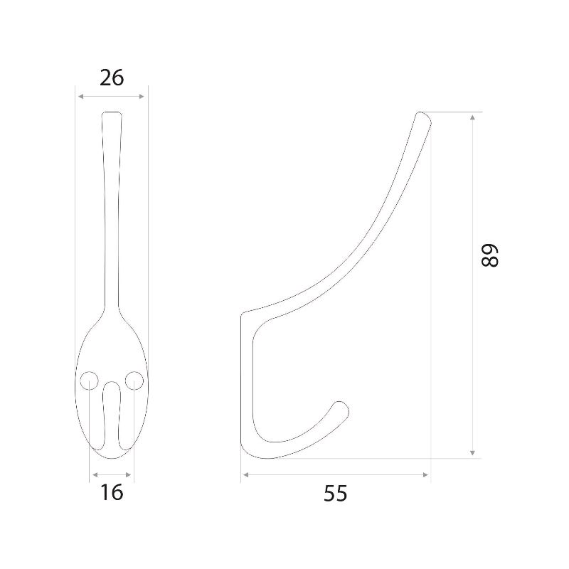 Крючок мебельный Trodos "ZY-703В" 2-рожковый, сплав ЦАМ, белый, хедер